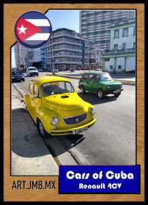 FRONT: Series A, Card #1 - Renault 4CV (photographed Dec. 2019 in Centro, Havana, Cuba