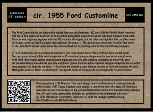 BACK: Series A, Card #2 - cir. 1955 Ford Customline (photographed Dec. 2019 near the US embassy in Havana, Cuba